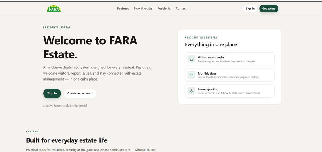 FARA Estate. Ikeja - Lagos project screenshot